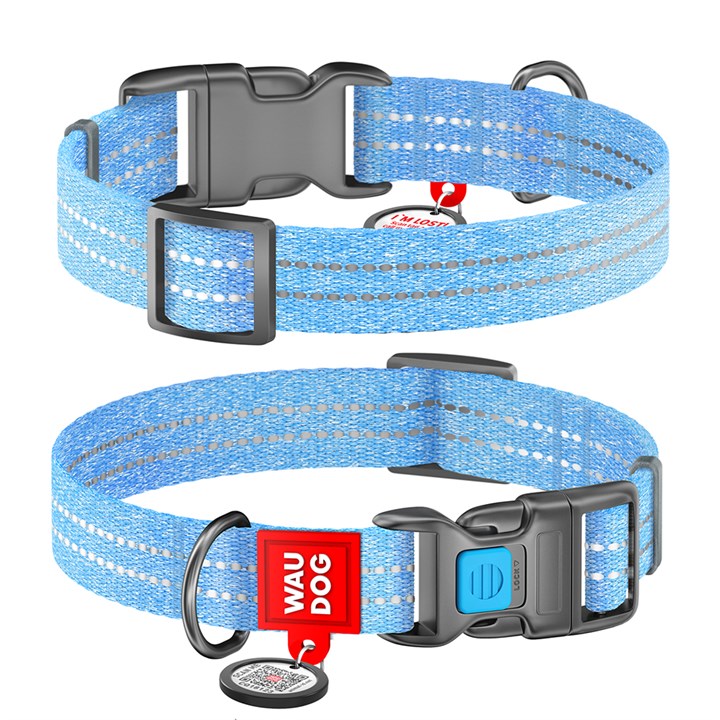 WAUDOG Re-Cotton Dog Collar Blue