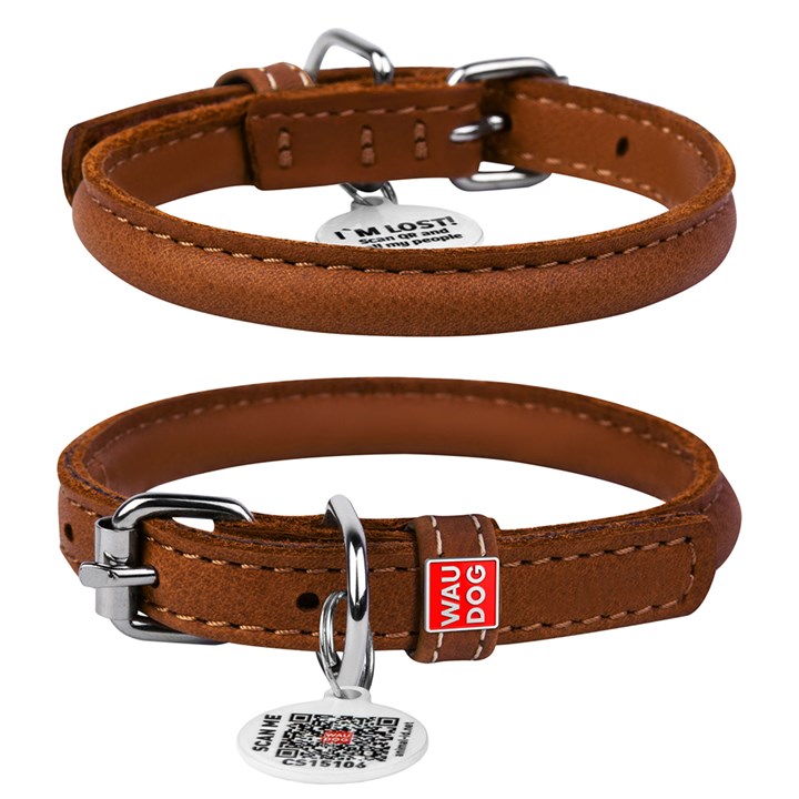WAUDOG Leather Dog Collar Brown