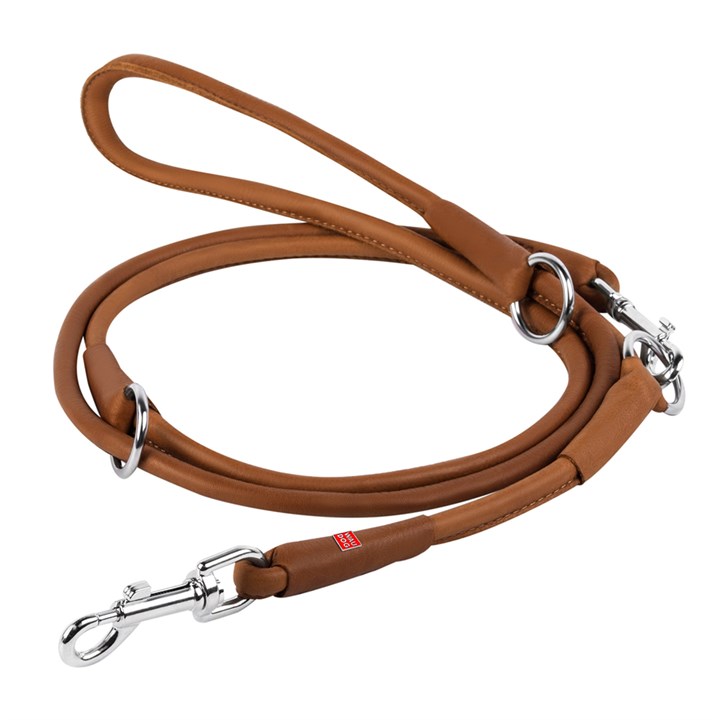 WAUDOG Leather Adjustable Dog Lead Brown