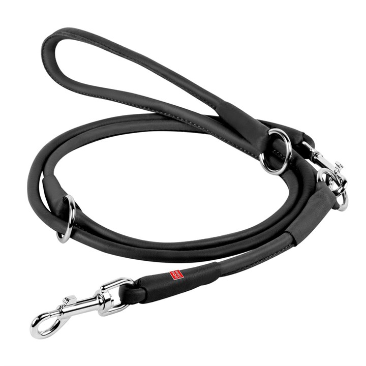 WAUDOG Leather Adjustable Dog Lead Black