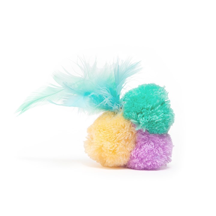 Little&Lively Cat Triple PomPom with Silver Bell & Feathers
