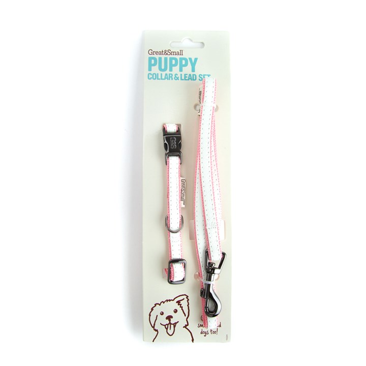 Great&Small Tiffany Puppy Collar & Lead Pink 20-30cm