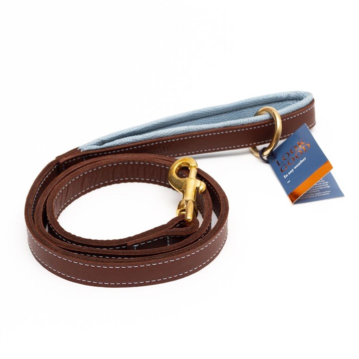 Hawkhurst Leather Lead Padded Blue