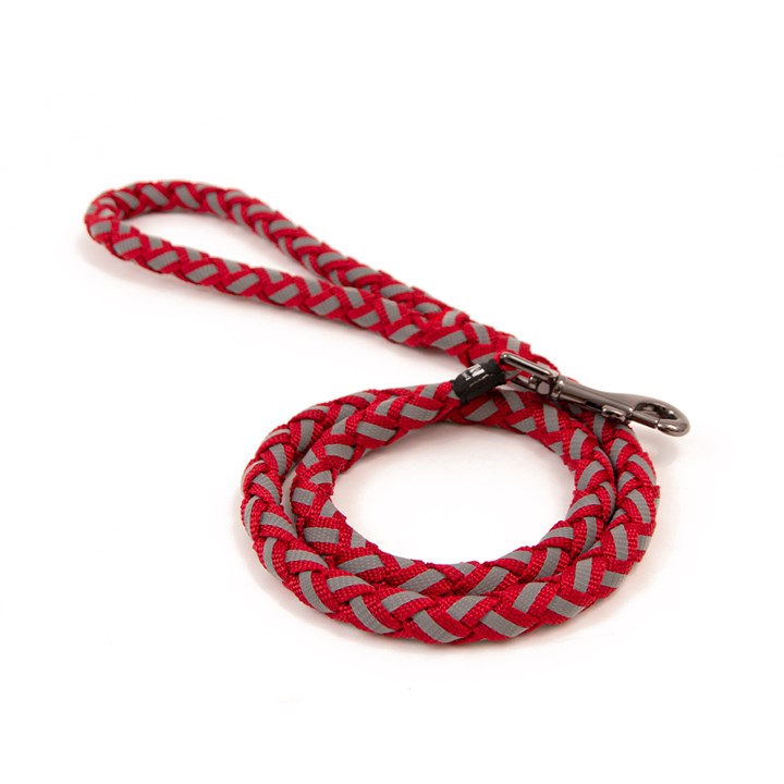 Great&Small Glow Reflective Lead Plait Red