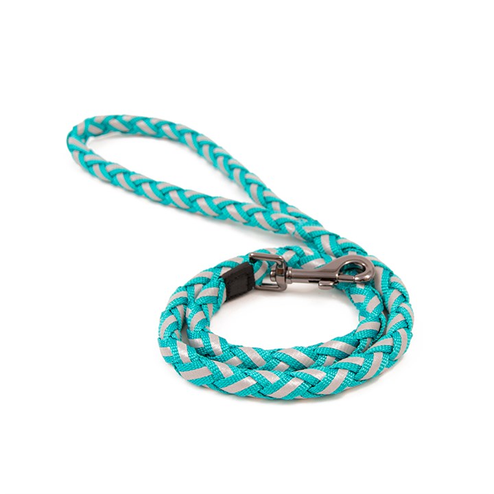 Great&Small Glow Reflective Lead Plait Turquoise