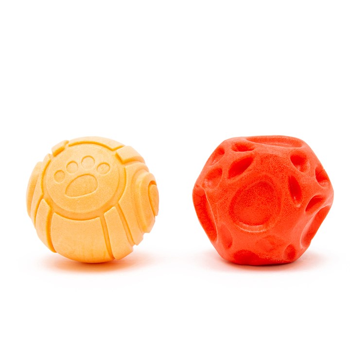 Great&Small Frubba Red Irregular Ball & Orange Paw Ball (2)