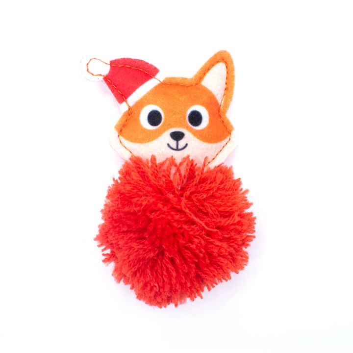 Great&Small Christmas PomPom Fox 9cm with Crackle & Catnip
