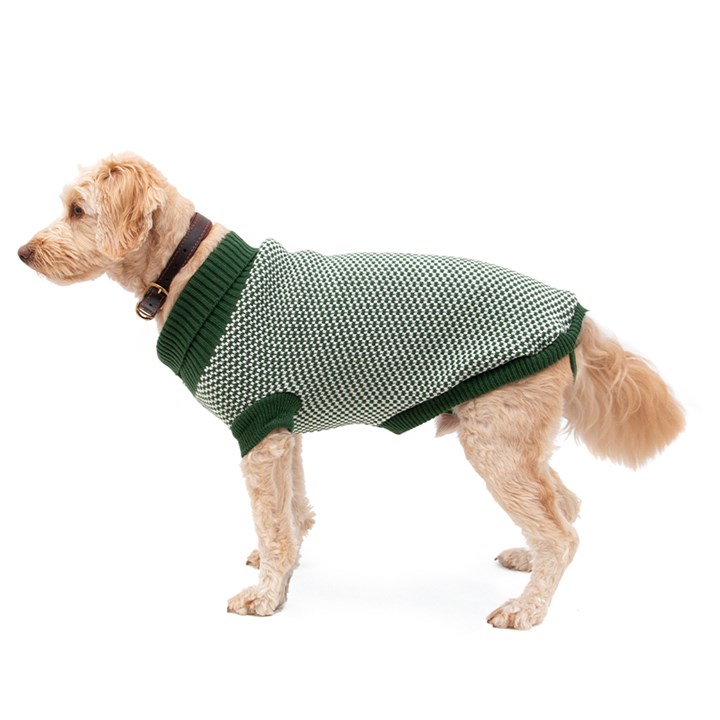 Penrose Knitted Green Checkered Sweater