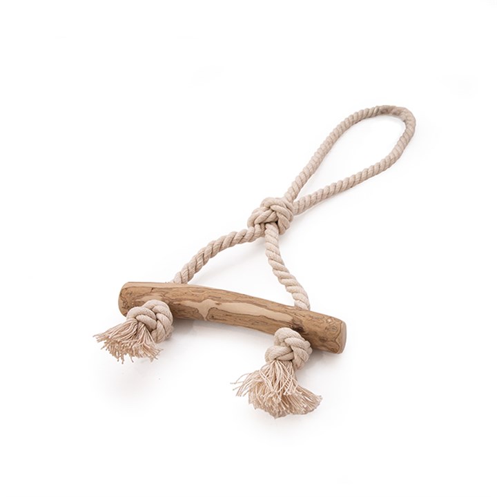 Green Elk Natural Coffee Wood & Cotton Rope Knot - Small