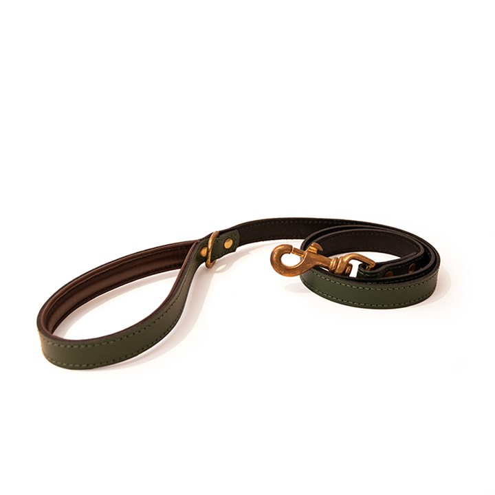 Hawkhurst Forest Green Leather Padded Lead