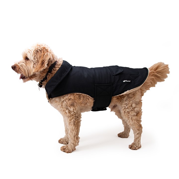 Great&Small Penrose Black Water Resistant Coat with Sherpa Lining