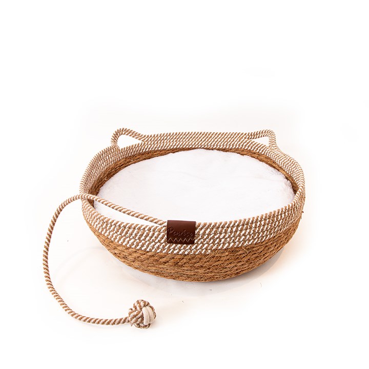 Great&Small Penrose Handwoven Straw & Rope Cat Bed