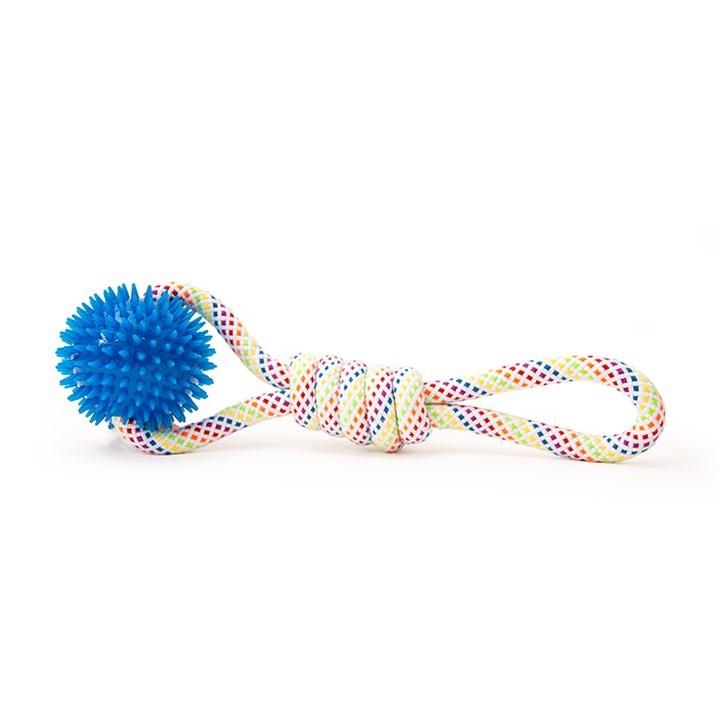 Great&Small Rainbow Rope Throw with Spikey Ball