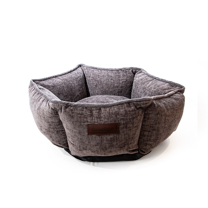 Great&Small Snuggle & Snooze High Sided Grey Chenille Bed