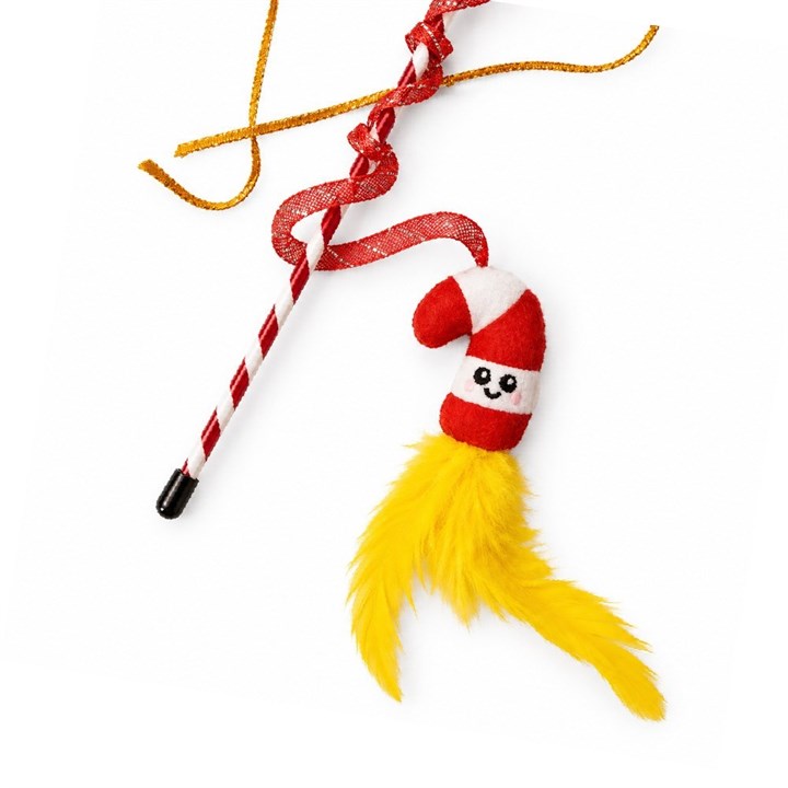 Great&Small Christmas Candy Cane Tassel Cat Dangler