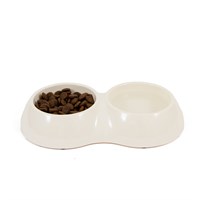 Great&Small Cream Melamine Double Bowl Small