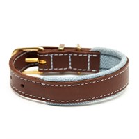 Hawkhurst Leather Collar Padded Blue