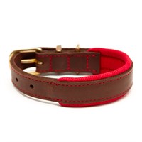 Hawkhurst Leather Collar Padded Red