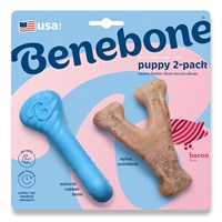 Benebone Puppy 2-Pack Rubber Bone/Wishbone Bacon Tiny