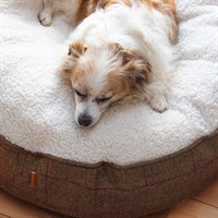 Hawkhurst Grampian Tweed Round Cushion with Soft Sherpa